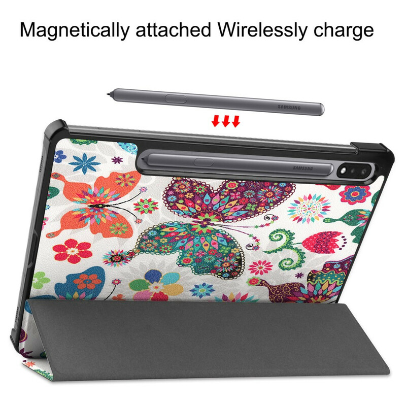 Smart Case Samsung Galaxy Tab S7 Stylus Holder Vintage Flowers