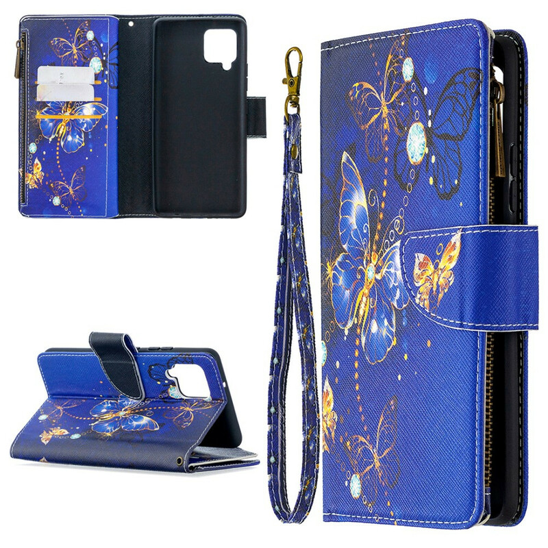 Samsung Galaxy A42 5G Zipped Pocket Butterflies Case