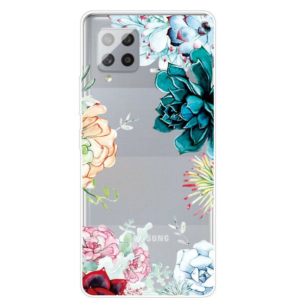 Samsung Galaxy A42 5G Transparent Watercolor Flower Case