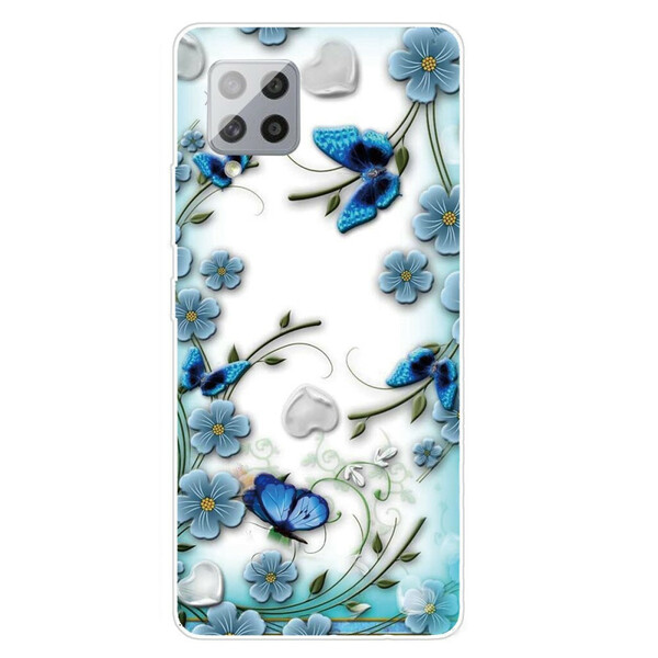 Samsung Galaxy 42 5G Clear Case Butterflies and Flowers Retro