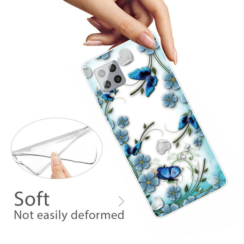 Samsung Galaxy 42 5G Clear Case Butterflies and Flowers Retro