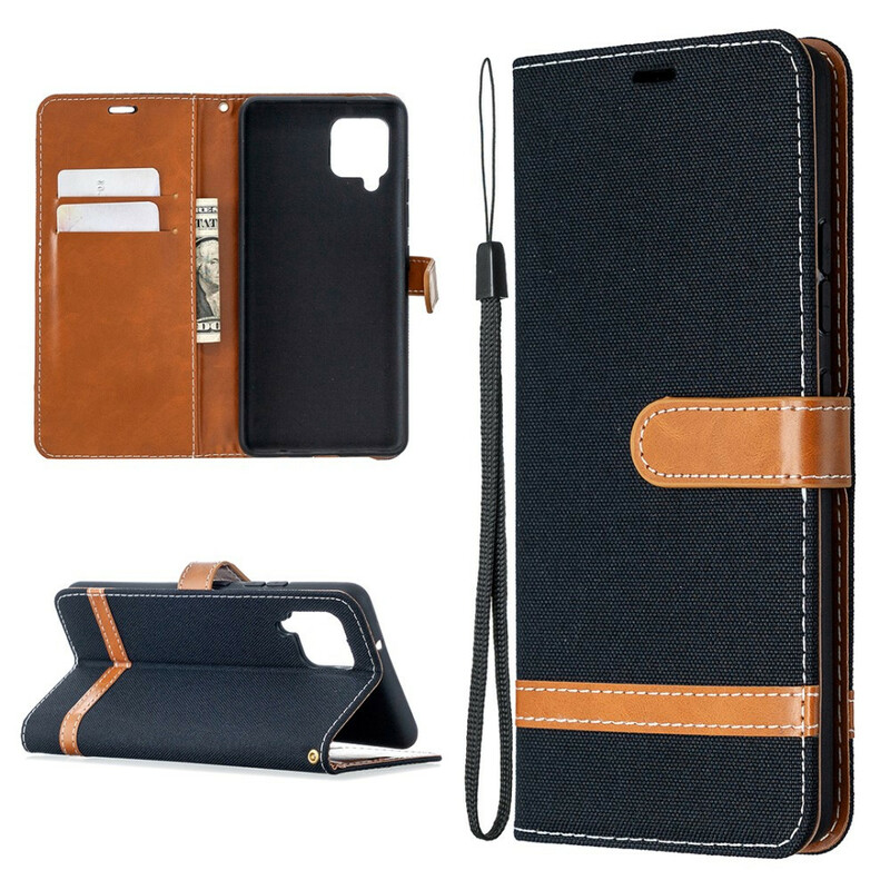Case Samsung Galaxy A42 5G Fabric and Leather effect with strap