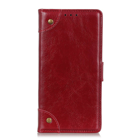 Flip Cover Samsung Galaxy A42 5G Cuir Fendu Nappa Rivets