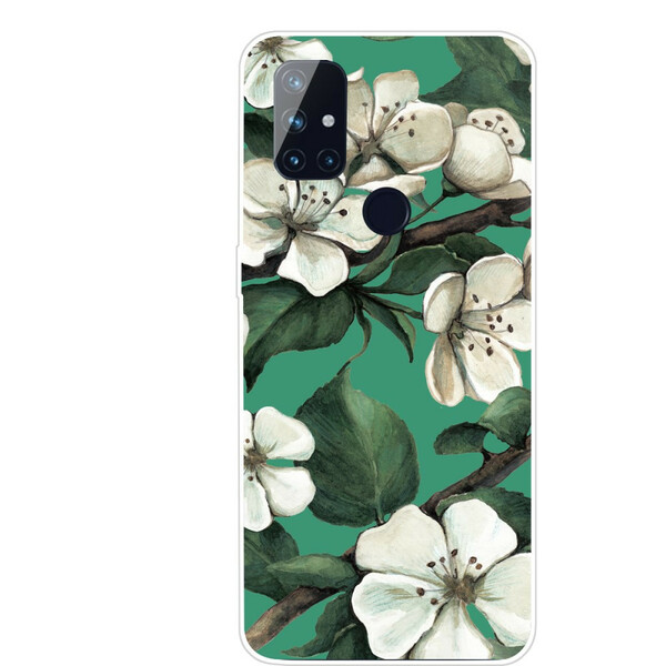 OnePlus Nord N10 Case Painted White Flowers