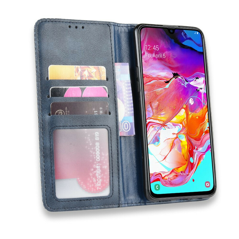 Flip Cover Samsung Galaxy A20s Effet Cuir Vintage Stylisé