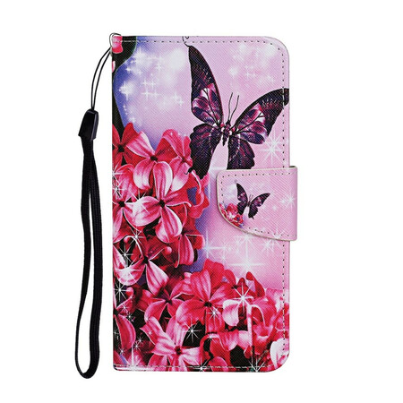 Case Samsung Galaxy M11 Floral Butterflies Lanyard