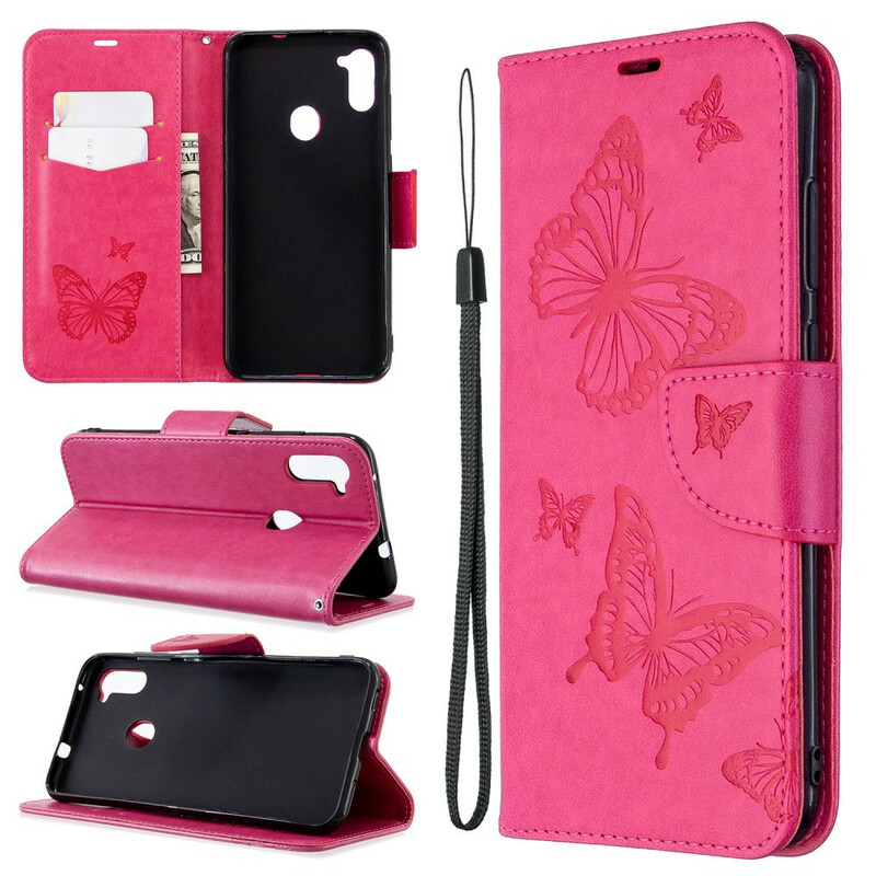 Case Samsung Galaxy M11 Butterflies in Flight with Strap