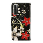 Case Huawei P Smart 2021 Colored Flowers with Strap