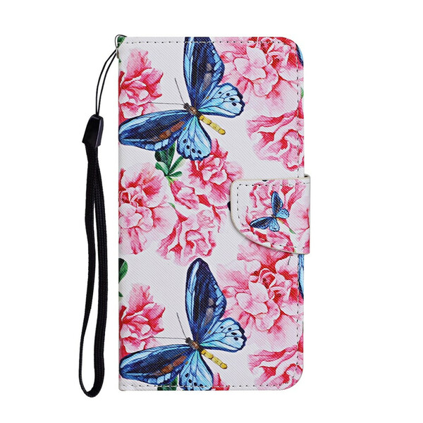 Case Huawei P Smart 2021 Floral Butterflies Lanyard