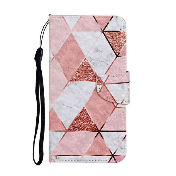 Huawei P Smart 2021 Marble and Glitter Case with Strap