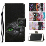 Case Huawei P Smart 2021 Green Eyes Cat with Strap