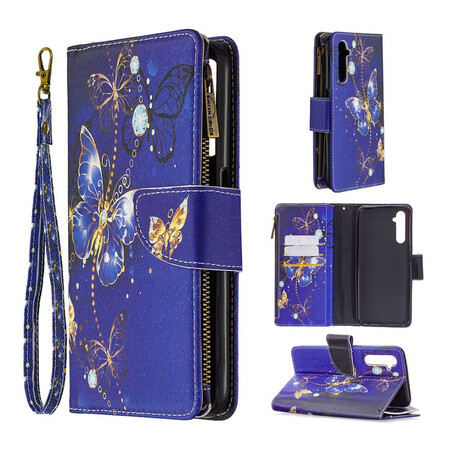 Realme 6 Zipped Pocket Gold Butterflies