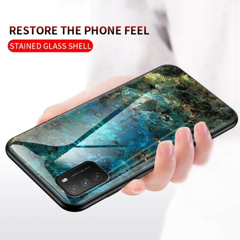 Poco M3 Case Marble Colors Tempered Glass