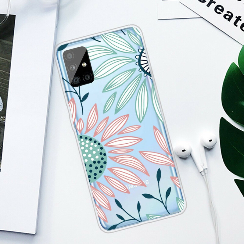 Samsung Galaxy A51 Transparent Cover Flower