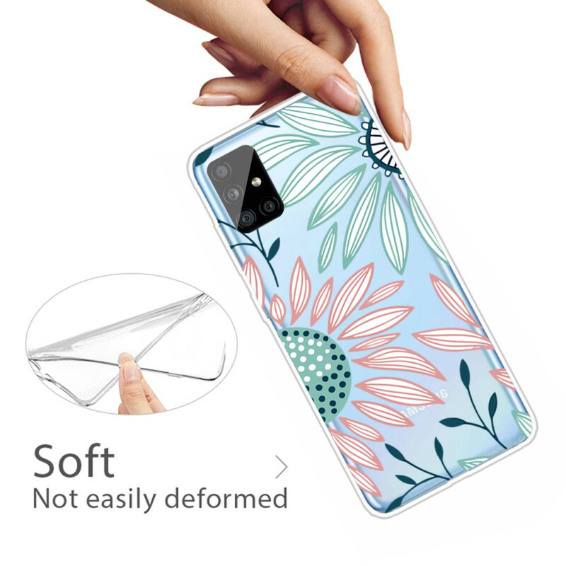 Samsung Galaxy A51 Transparent Cover Flower