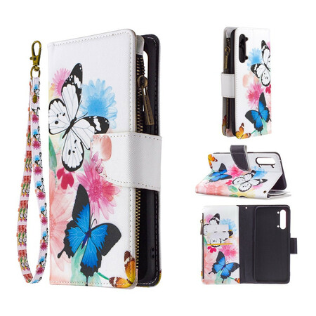 Cover Oppo Find X2 Lite Poche Zippée Papillons