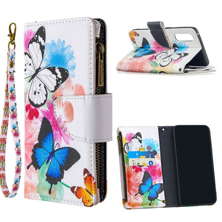 Cover Oppo Find X2 Neo Poche Zippée Papillons