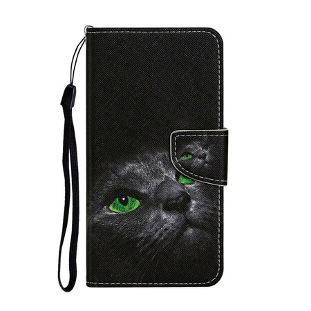 Samsung Galaxy A31 Green Eyes Cat Case with Strap