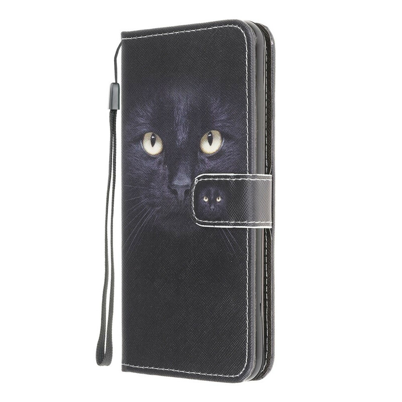 Samsung Galaxy A12 Black Cat Eye Case with Strap