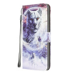 Samsung Galaxy A12 Winter Wolf Case with Strap