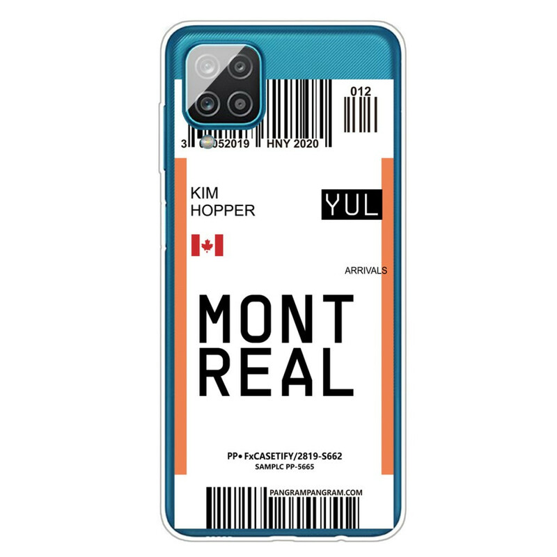 Case Samsung Galaxy A12 Boarding Pass to Montreal