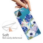 Samsung Galaxy A12 Transparent Watercolor Blue Flowers Case