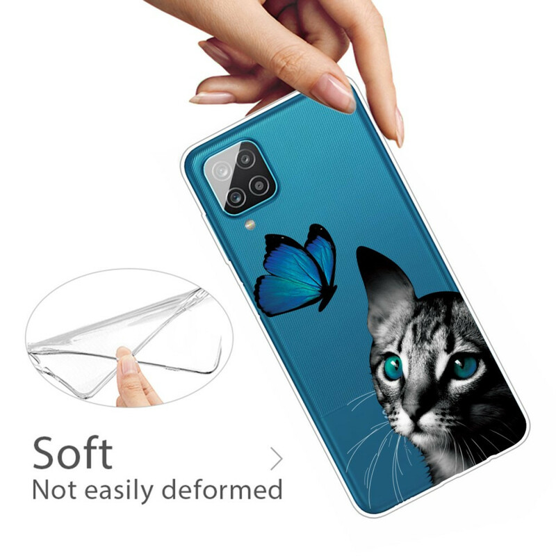 Case Samsung Galaxy A12 Cat and Butterfly