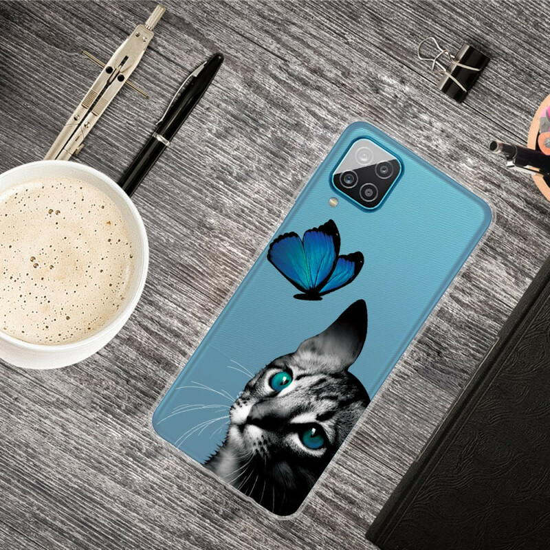 Case Samsung Galaxy A12 Cat and Butterfly
