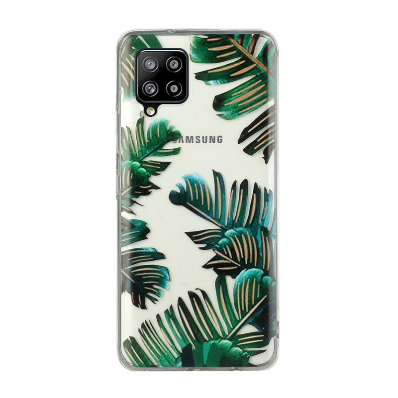Samsung Galaxy A12 Clear Case Green Leaves