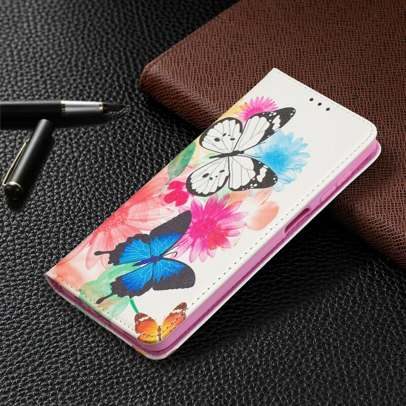Flip Cover Samsung Galaxy A12 Papillons Colorés