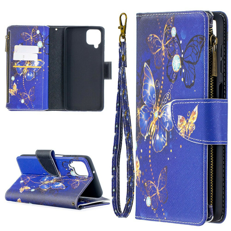 Samsung Galaxy A12 Zipped Pocket Butterflies Case