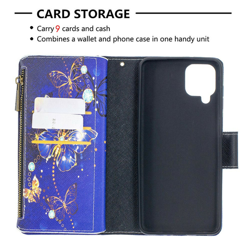 Samsung Galaxy A12 Zipped Pocket Butterflies Case