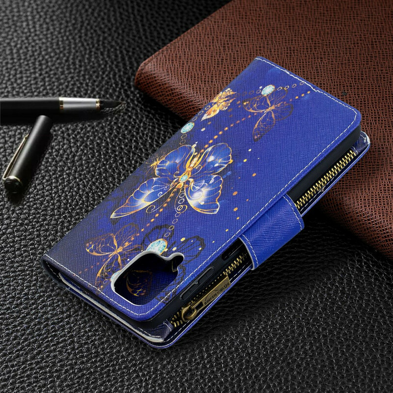 Samsung Galaxy A12 Zipped Pocket Butterflies Case