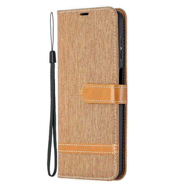 Samsung Galaxy A12 Case Fabric and Leather Effect with Strap