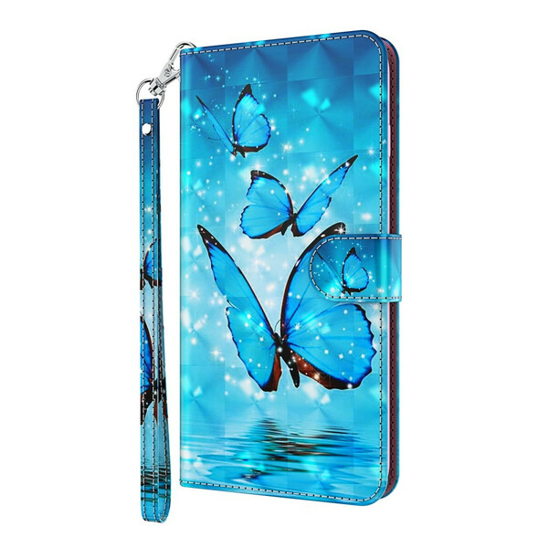 Cover Samsung Galaxy S21 5G Papillons Bleus Volants