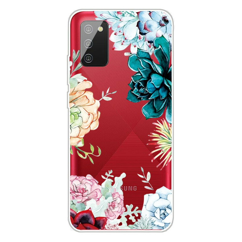 Samsung Galaxy A02s Transparent Watercolor Flower Case
