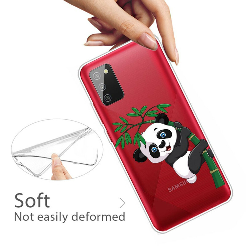Samsung Galaxy A02s Transparent Case Panda On Bamboo