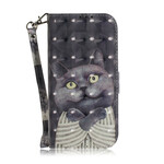 Samsung Galaxy M51 Grey Cat Strap Case