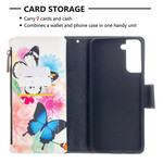 Samsung Galaxy S21 Plus 5G Zipped Pocket Butterflies Case