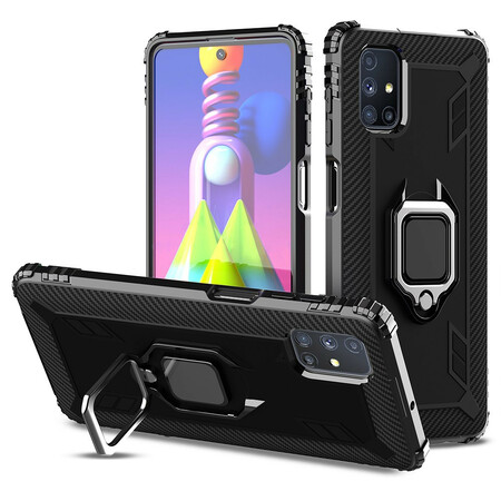 Samsung Galaxy M51 Ring and Carbon Fiber Case
