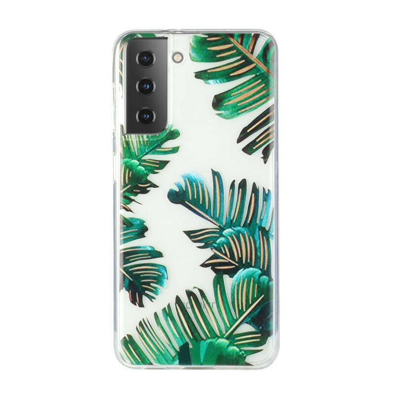 Samsung Galaxy S21 5G Clear Case Green Leaves