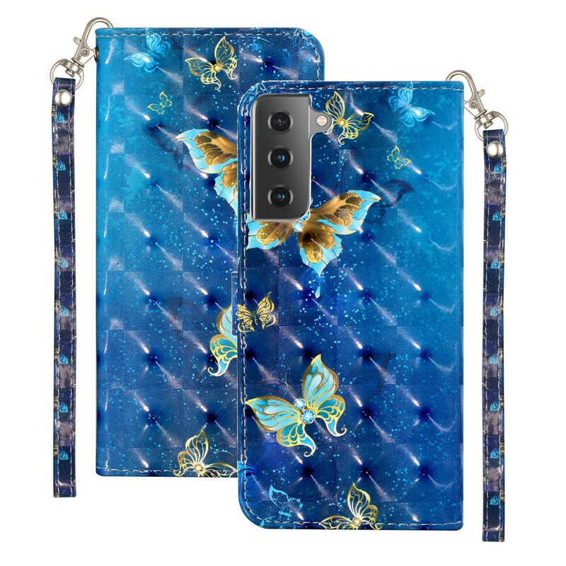 Case Samsung Galaxy S21 5G Light Spot Butterflies with Strap