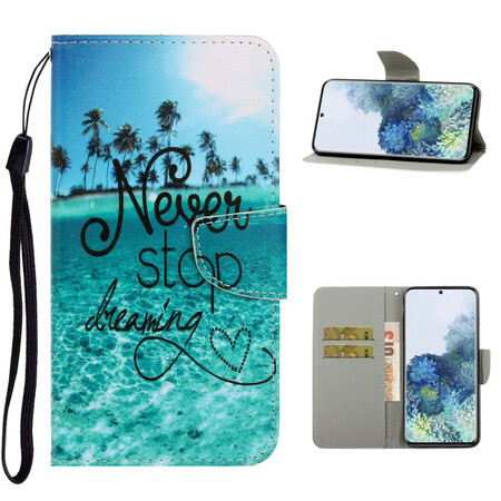 Samsung Galaxy S21 5G Never Stop Dreaming Navy Lanyard Case