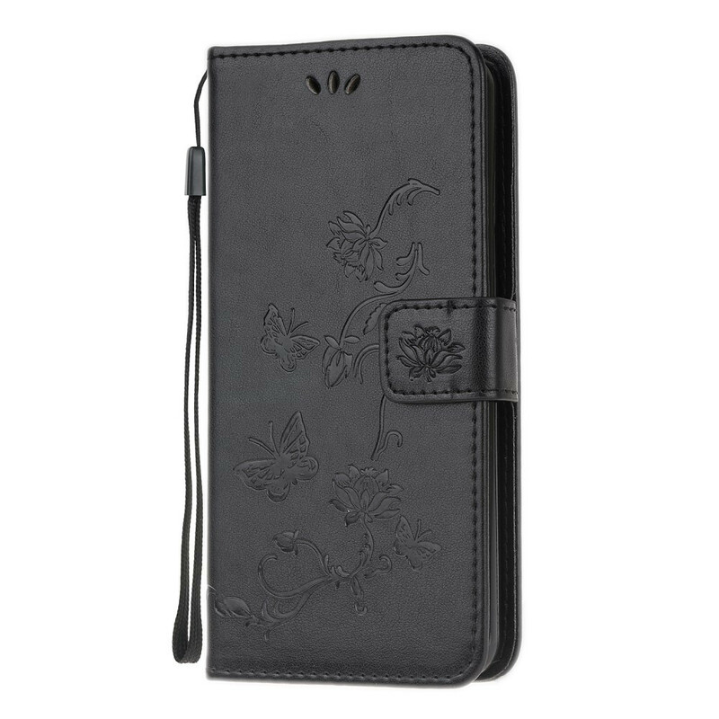 Case Samsung Galaxy A52 5G Butterflies And Flowers With Strap