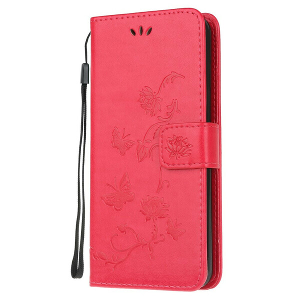 Samsung Galaxy Case A72 4G / A72 5G Butterflies And Flowers With Strap