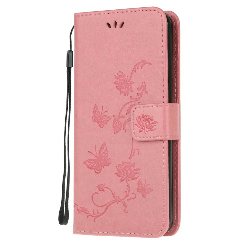 Case Samsung Galaxy A72 5G Butterflies And Flowers With Strap