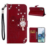 Cover Samsung Galaxy S21 5G Hibou Mandala et Breloque