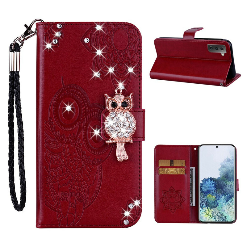 Cover Samsung Galaxy S21 5G Hibou Mandala et Breloque