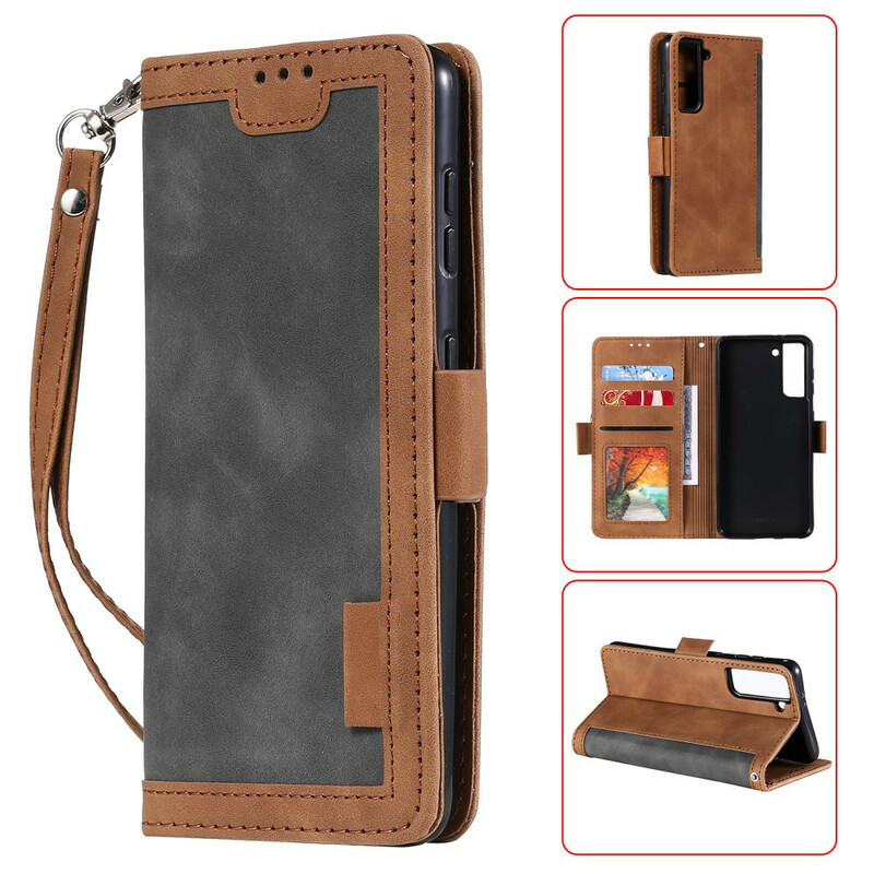 Case Samsung Galaxy S21 5G Two-tone Leatherette Reinforced Contours