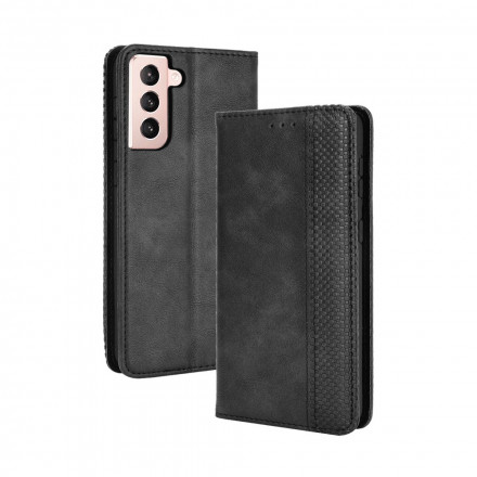 Flip Cover Samsung Galaxy S21 5G Vintage-Leder-Effekt Stilisiert